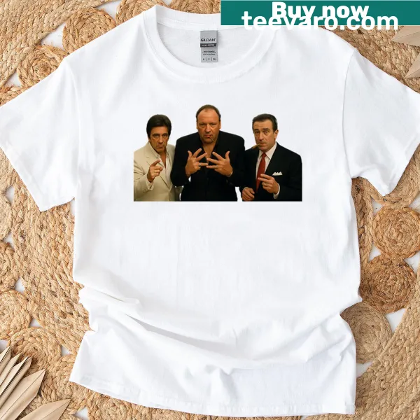 Illustrative Tony and Bobby graphic on Scarface-themed T-shirt