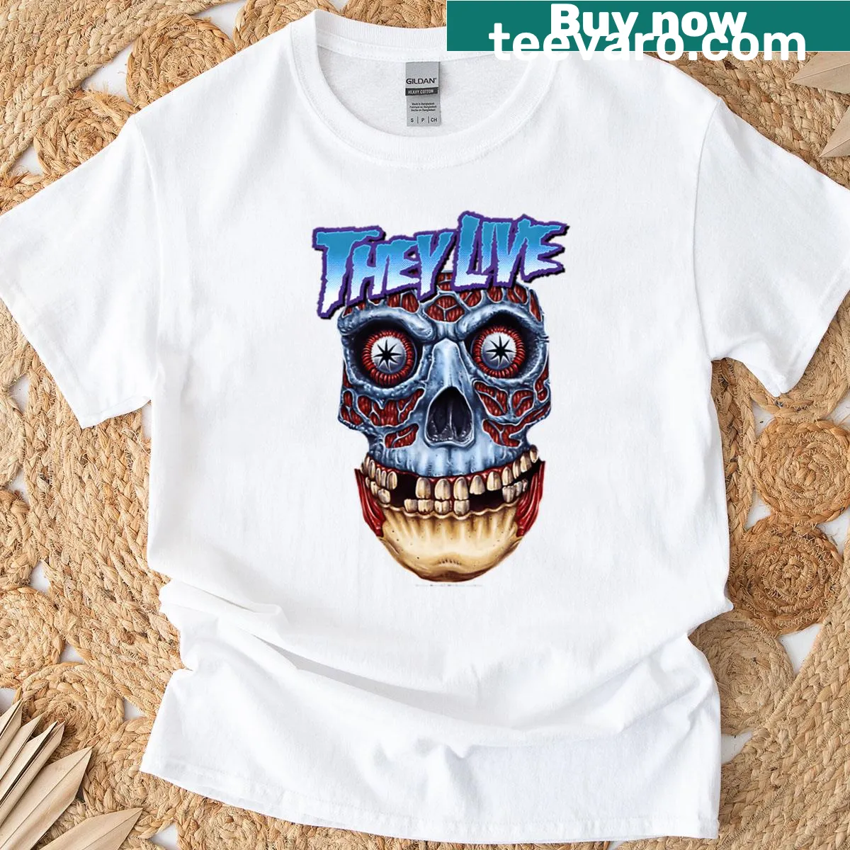 Vintage T-shirt featuring iconic ghosts and monsters from horror films. — on a men's t-shirt