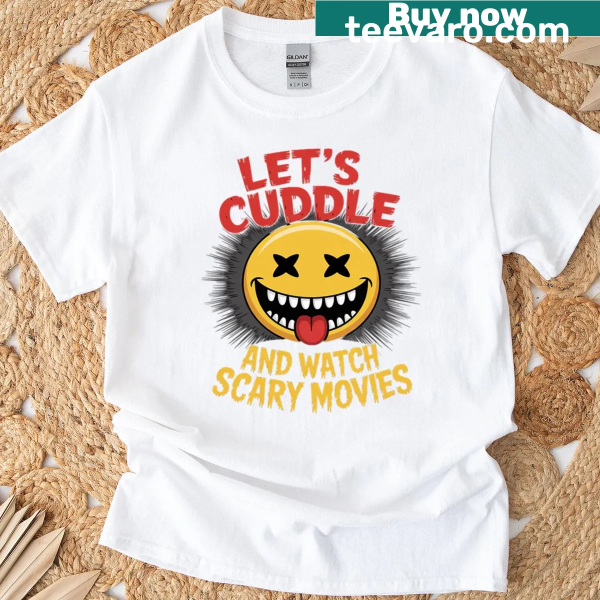 Funny Scary Smiling Clown T-shirt for horror movie enthusiasts — on a men's t-shirt