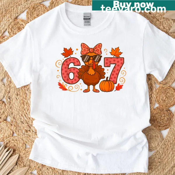 Thanksgiving-themed shirt with turkey graphics and meme text.
