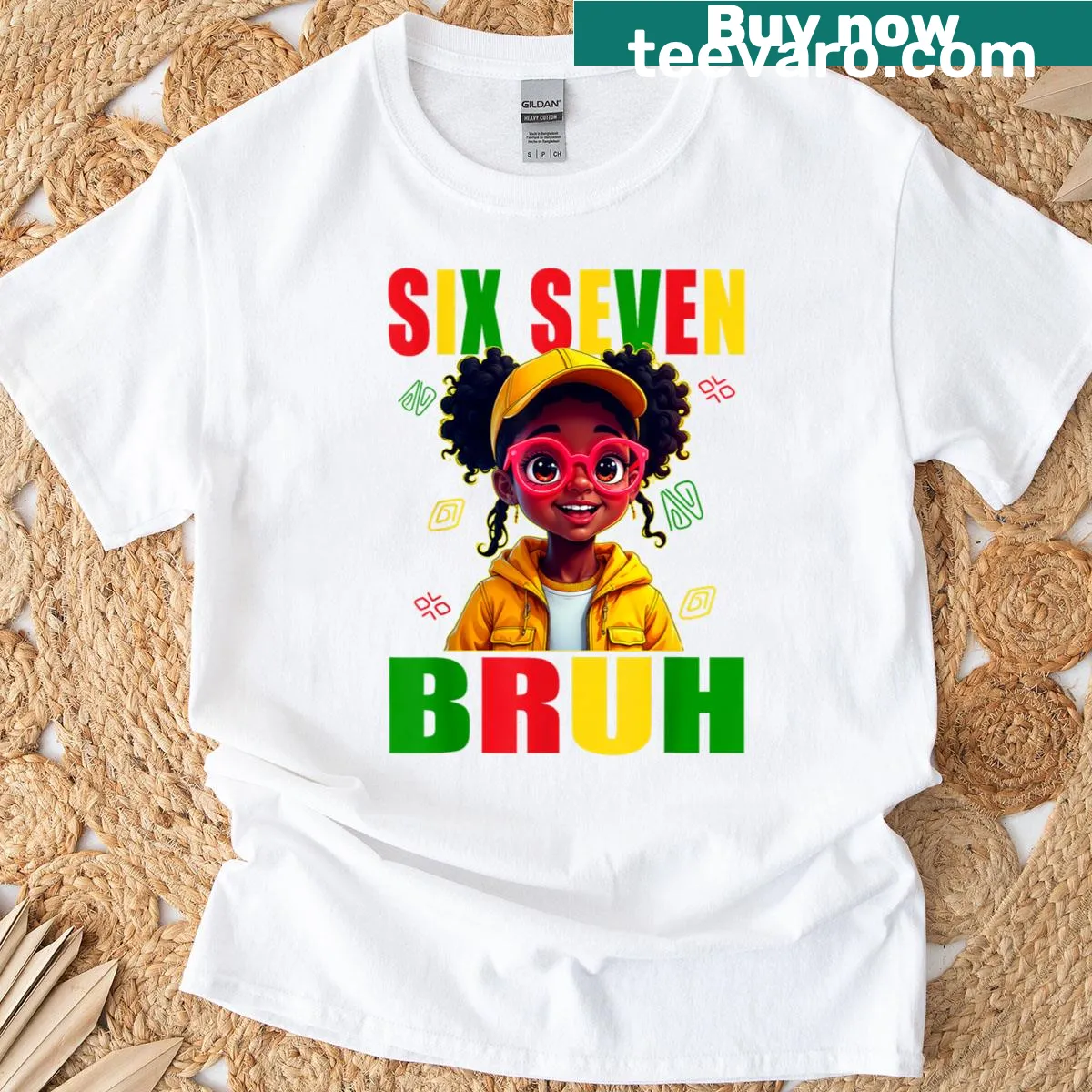 Cartoon graphic for kids honoring Black History Month on a t-shirt — on a men's t-shirt