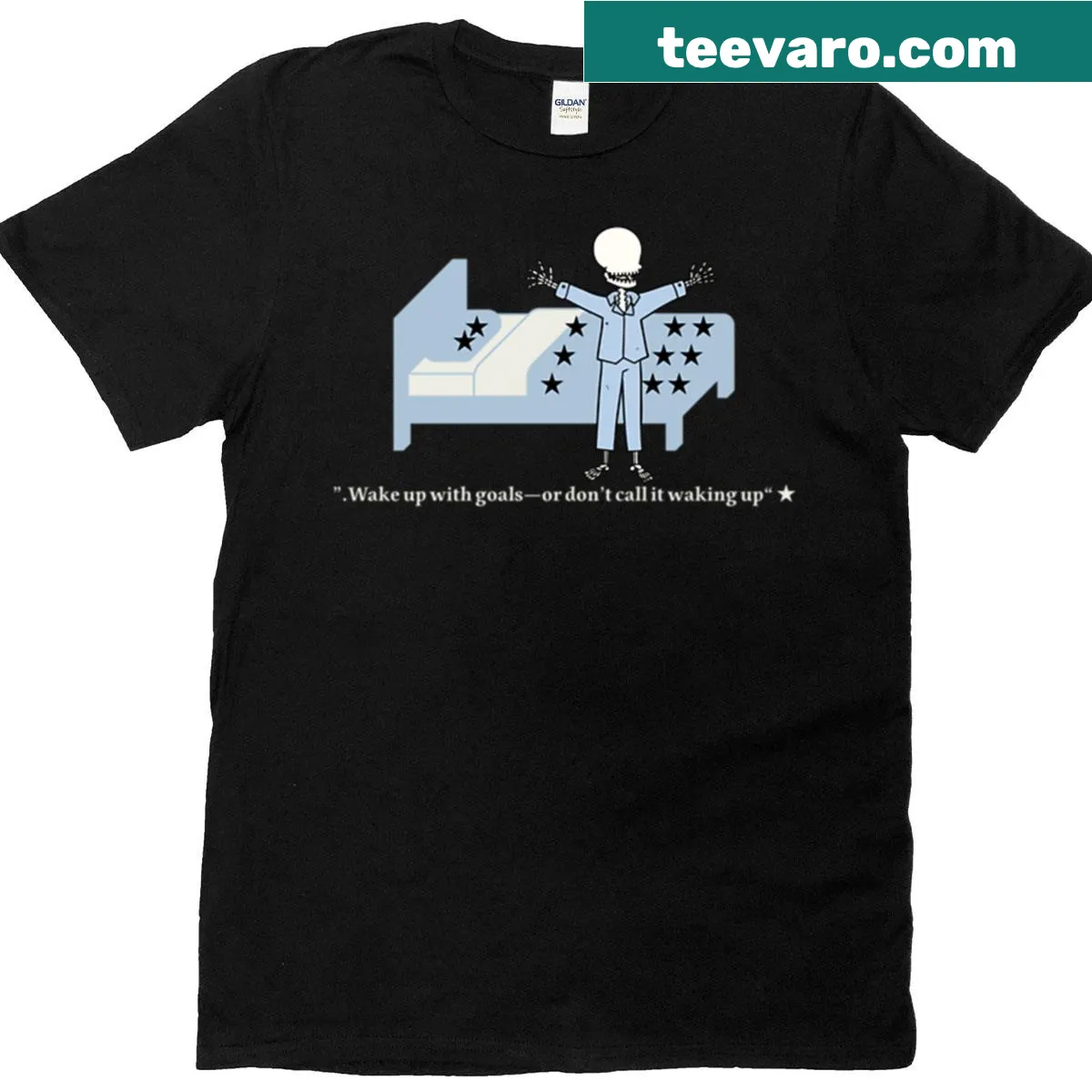 Motivational t-shirt featuring a skeleton and inspiring message — on a men's t-shirt