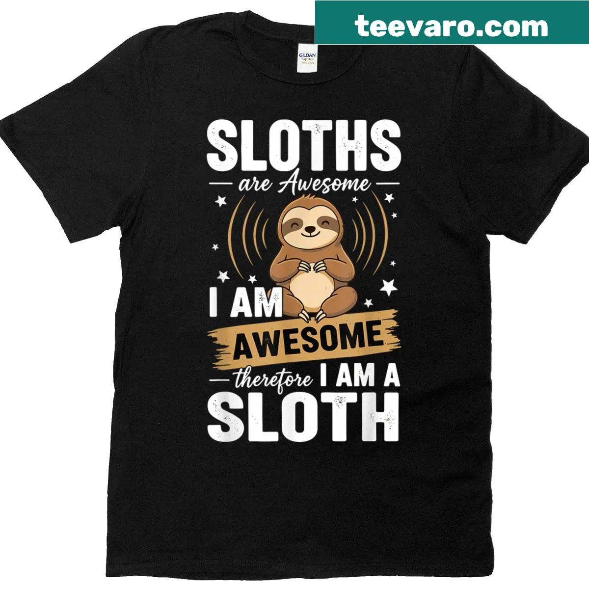 Cute kids T-shirt with a funny sloth quote and illustration. — on a men's t-shirt