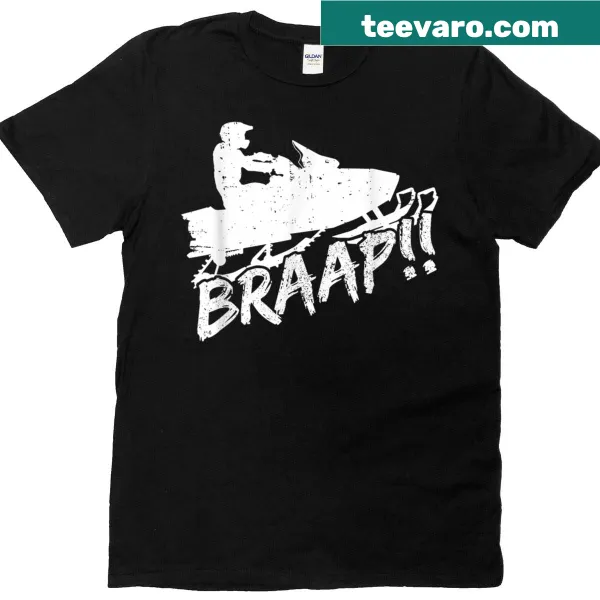 Funny snowmobiling t-shirt with playful graphic