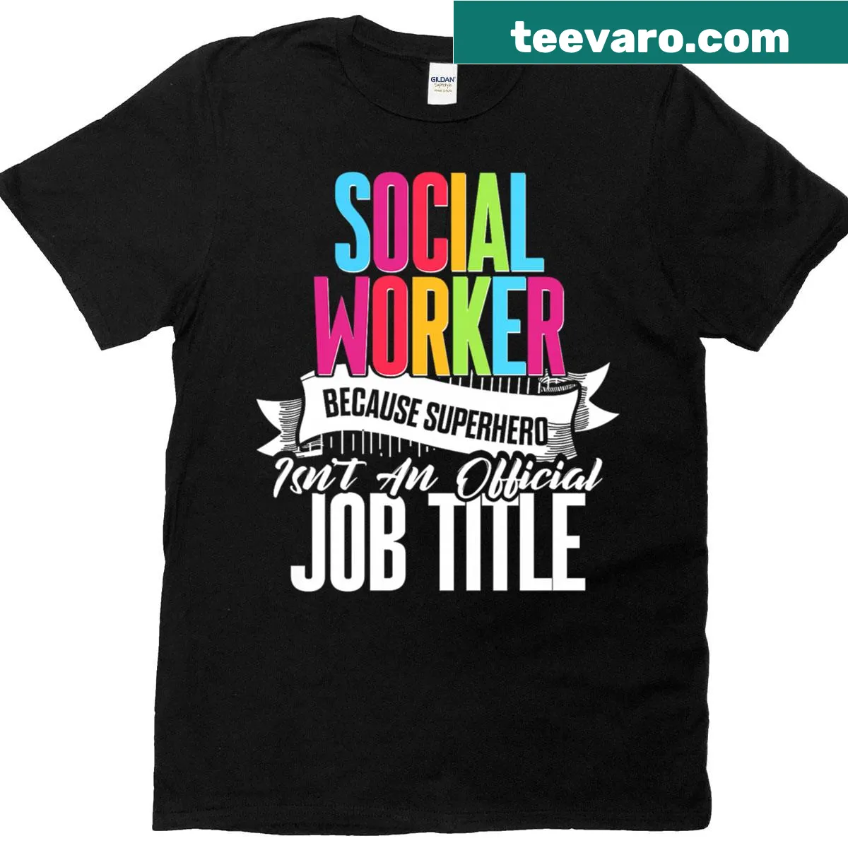 Social Worker superhero-themed T-shirt design — on a men's t-shirt
