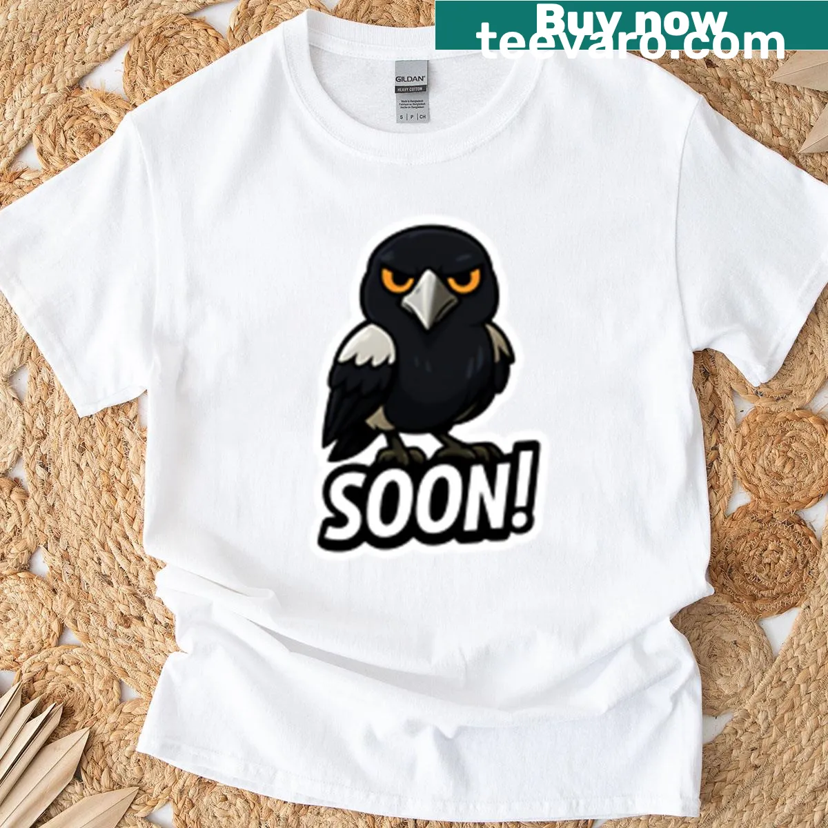 Cartoon magpie design on T-shirt for kids — on a men's t-shirt