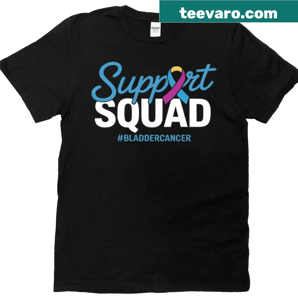Squad Caregivers t-shirt with supportive typography — on a men's t-shirt
