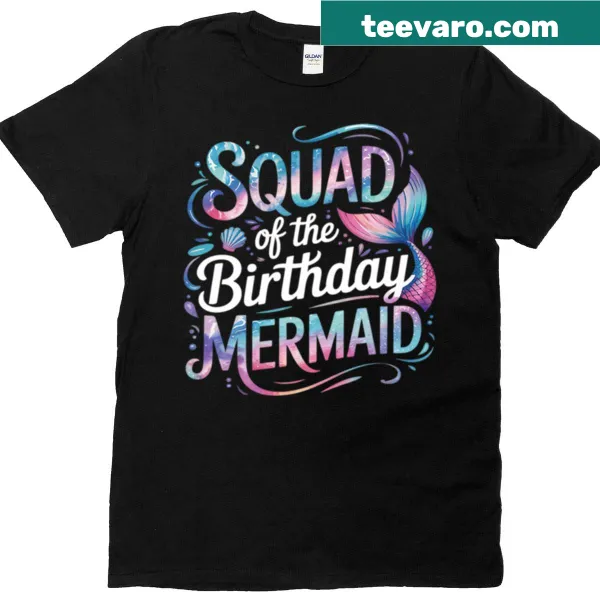 Illustrated birthday mermaids for a family matching party