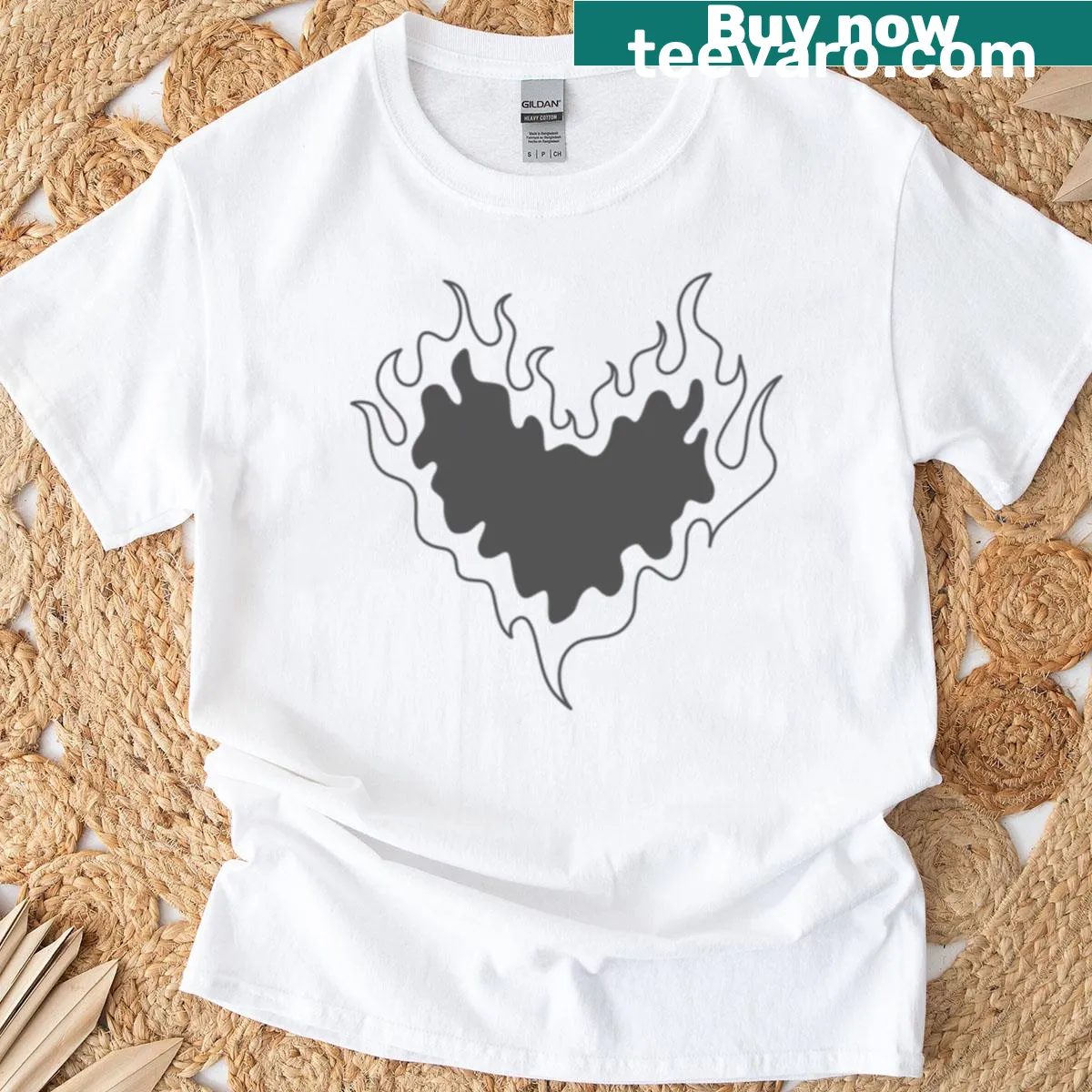 Dynamic Stray Kids 'Do It Flame Heart 7' graphic on a T-shirt — on a men's t-shirt
