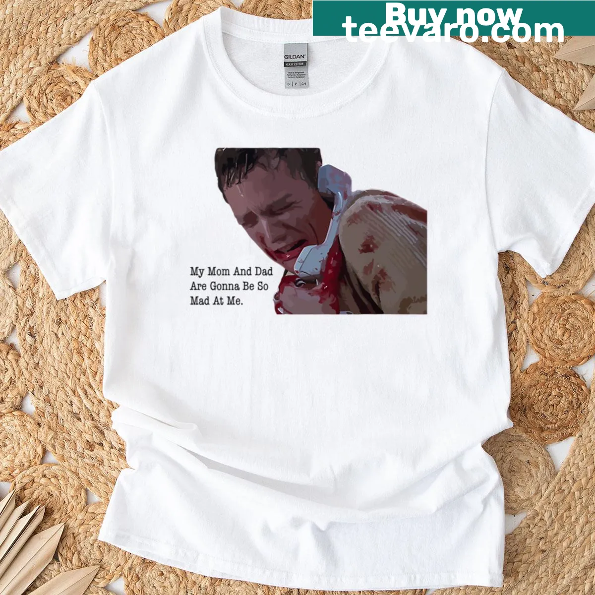 Humorous Stu's Far Too Sensitive graphic t-shirt — on a men's t-shirt