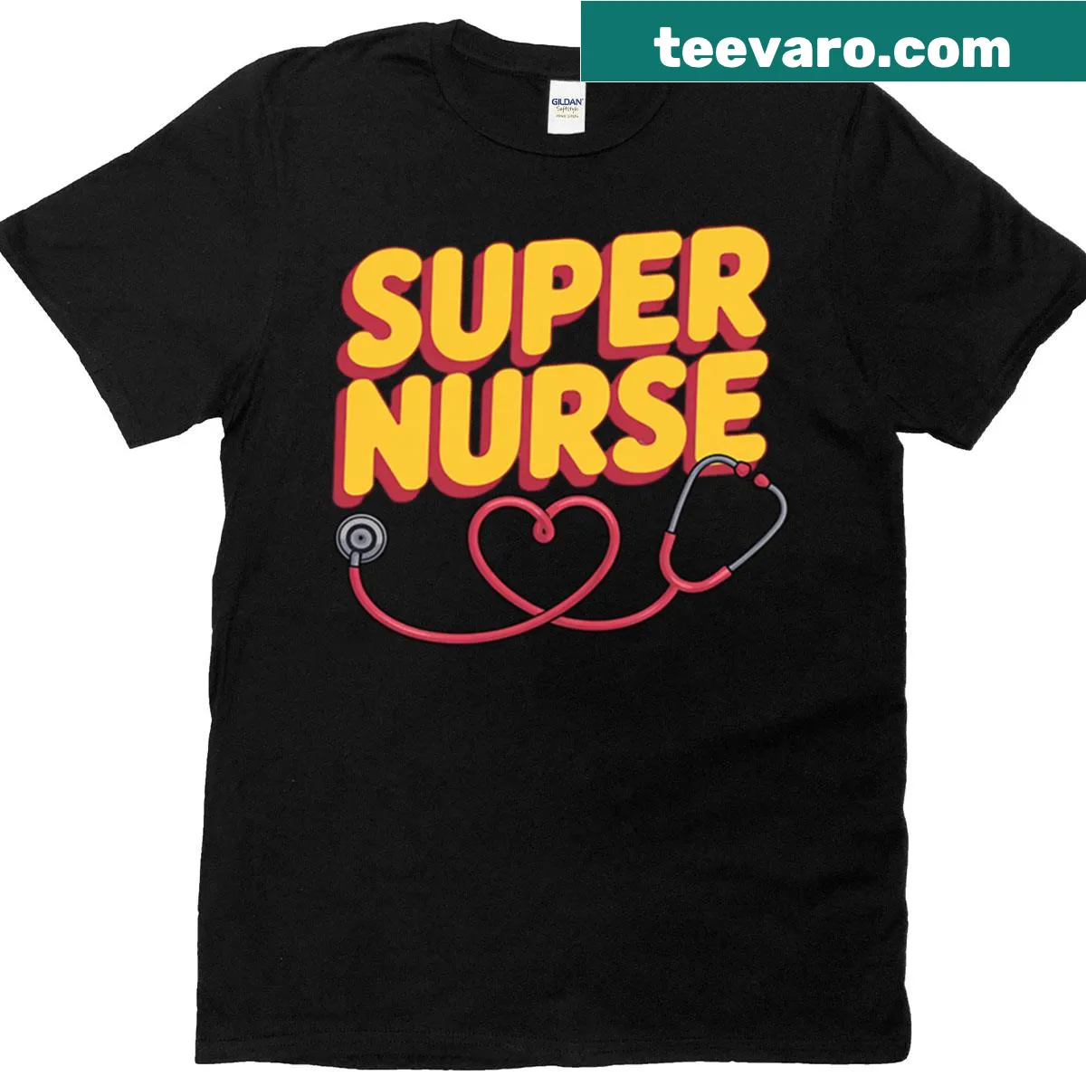Badge-style design celebrating nurses on a T-shirt — on a men's t-shirt