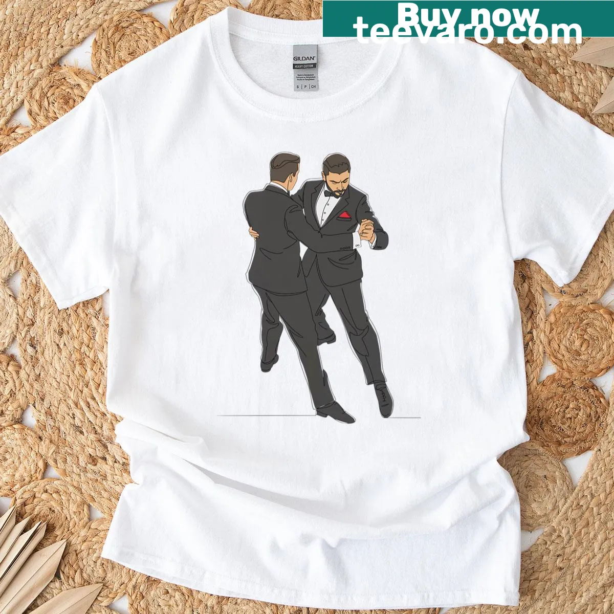 Illustration of tango dancers on a casual t-shirt — on a men's t-shirt