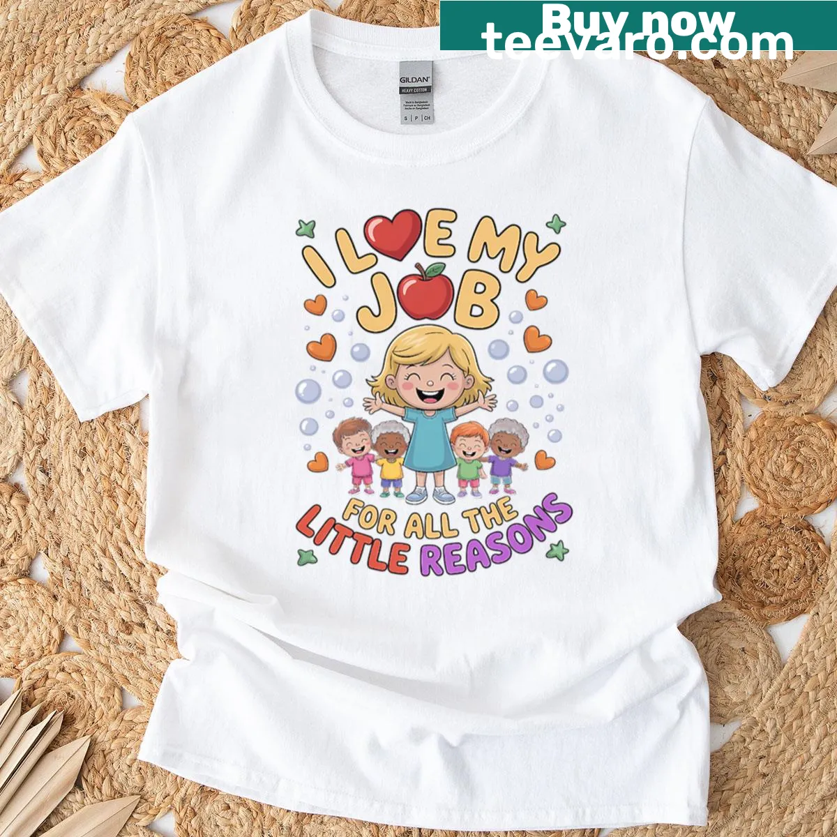 Teacher t-shirt with loving job message — on a men's t-shirt