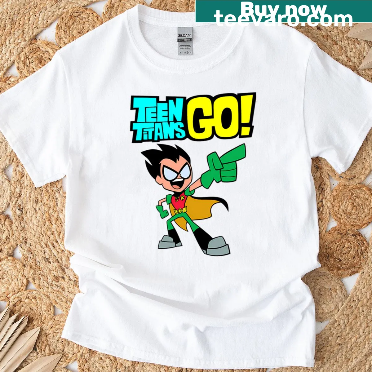 Funny t-shirt featuring Teen Titans Go waffles design — on a men's t-shirt