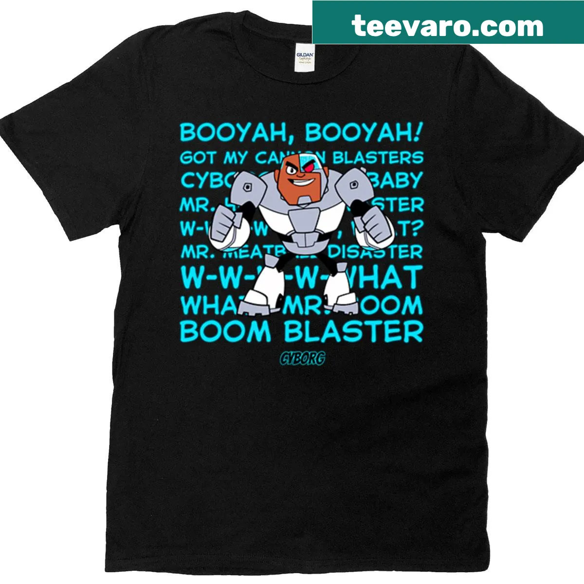 Illustration of Cyborg from Teen Titans Go on a t-shirt — on a men's t-shirt