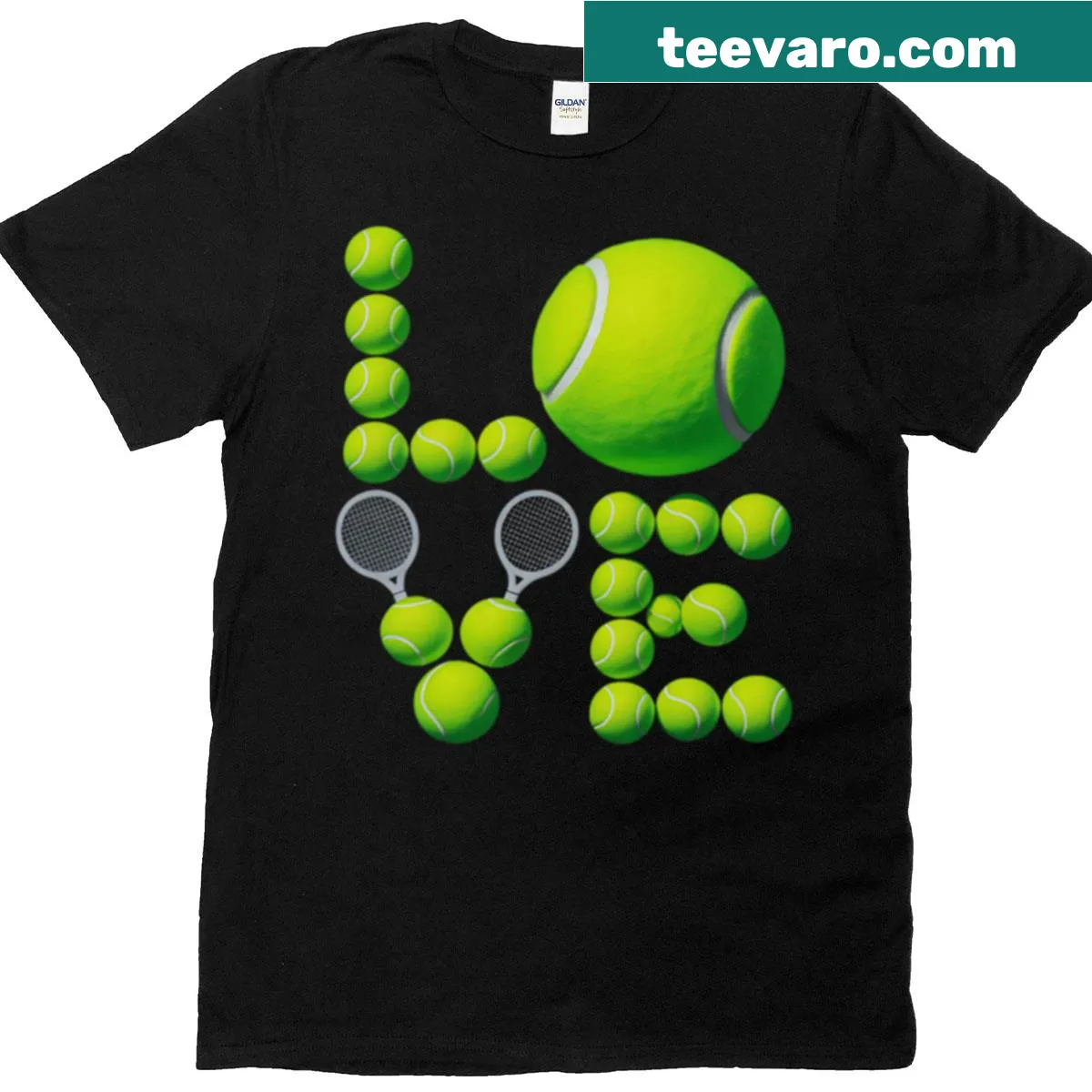Tennis graphic t-shirt with player, racket, and ball design for enthusiasts. — on a men's t-shirt
