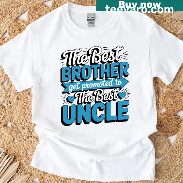Typography design celebrating brother to uncle promotion on t-shirt