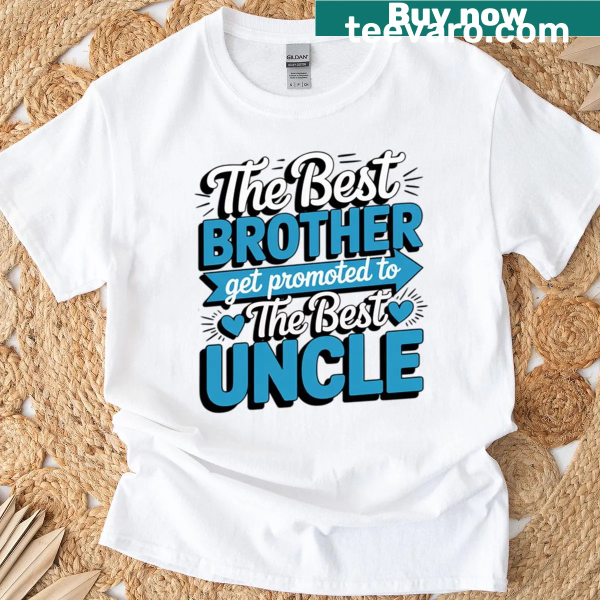 Typography design celebrating brother to uncle promotion on t-shirt — on a men's t-shirt