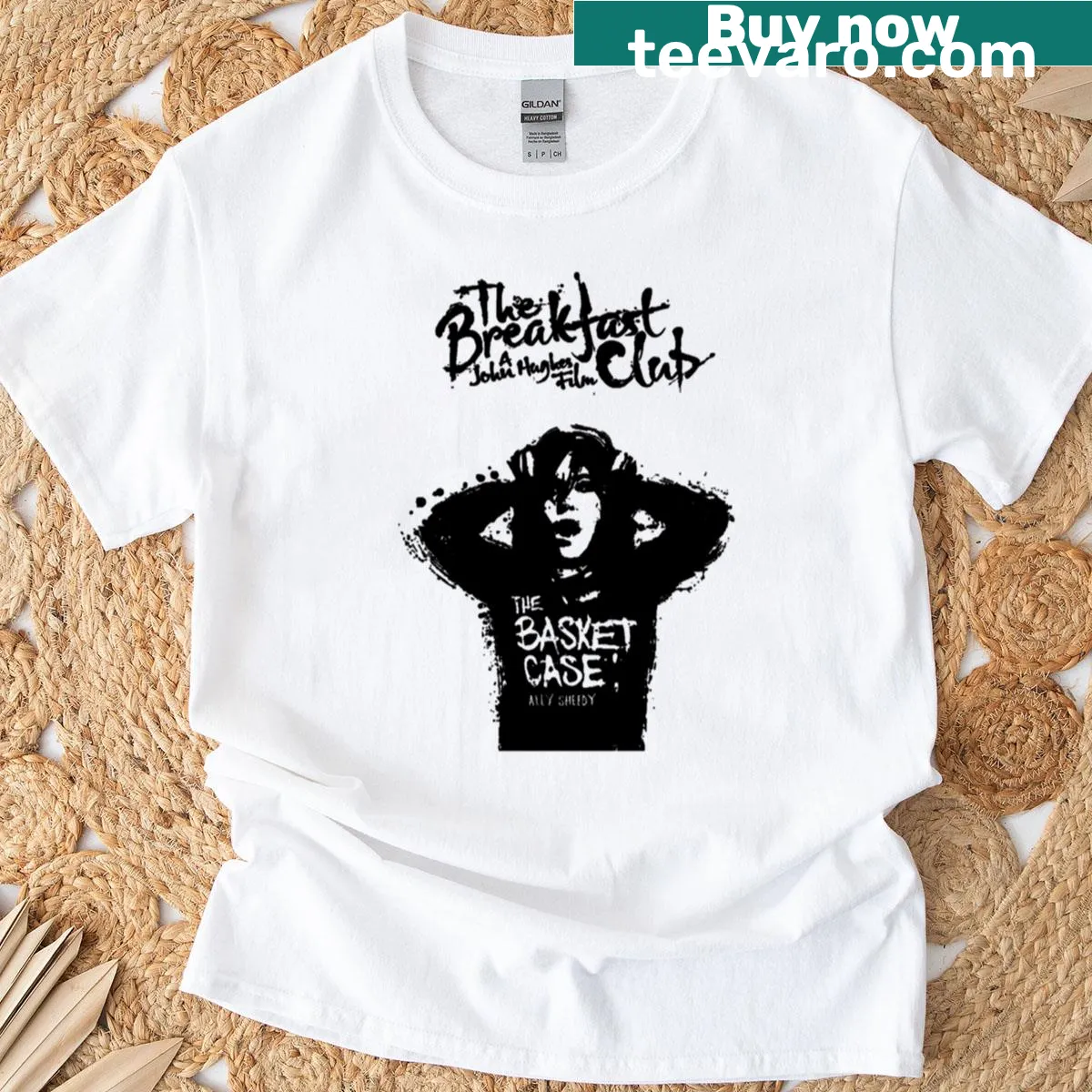 Silhouette of the Basket Case character from The Breakfast Club — on a men's t-shirt