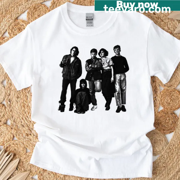 Black and white t-shirt featuring The Breakfast Club cast standing