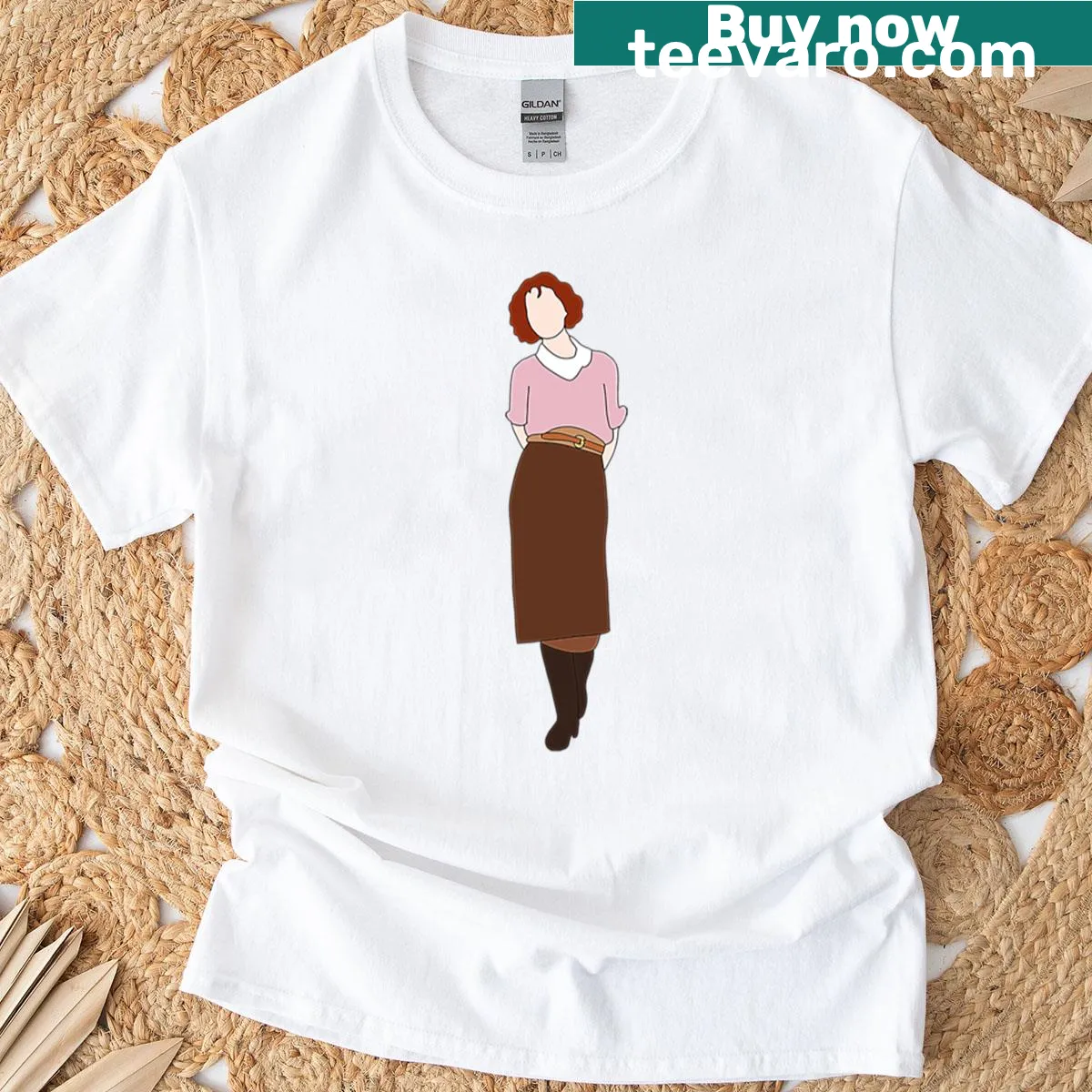 Minimalist silhouette t-shirt of the girl in brown outfit from The Breakfast Club — on a men's t-shirt