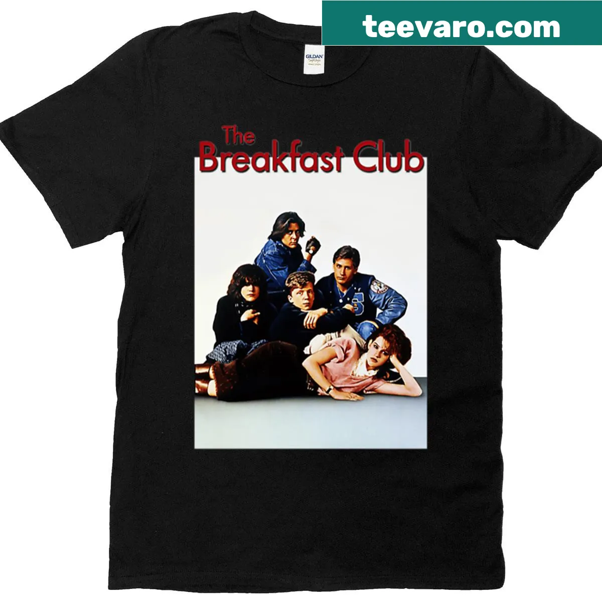 Illustrative T-shirt featuring characters from The Breakfast Club movie — on a men's t-shirt