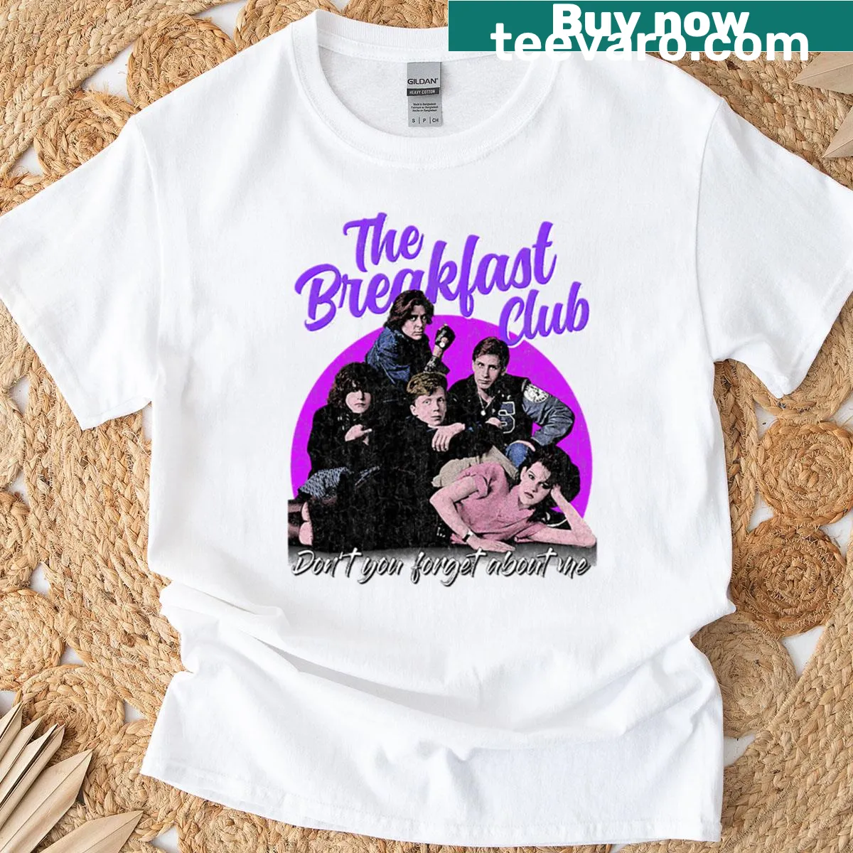 Oversized t-shirt featuring a cartoon of The Breakfast Club cast sitting — on a men's t-shirt