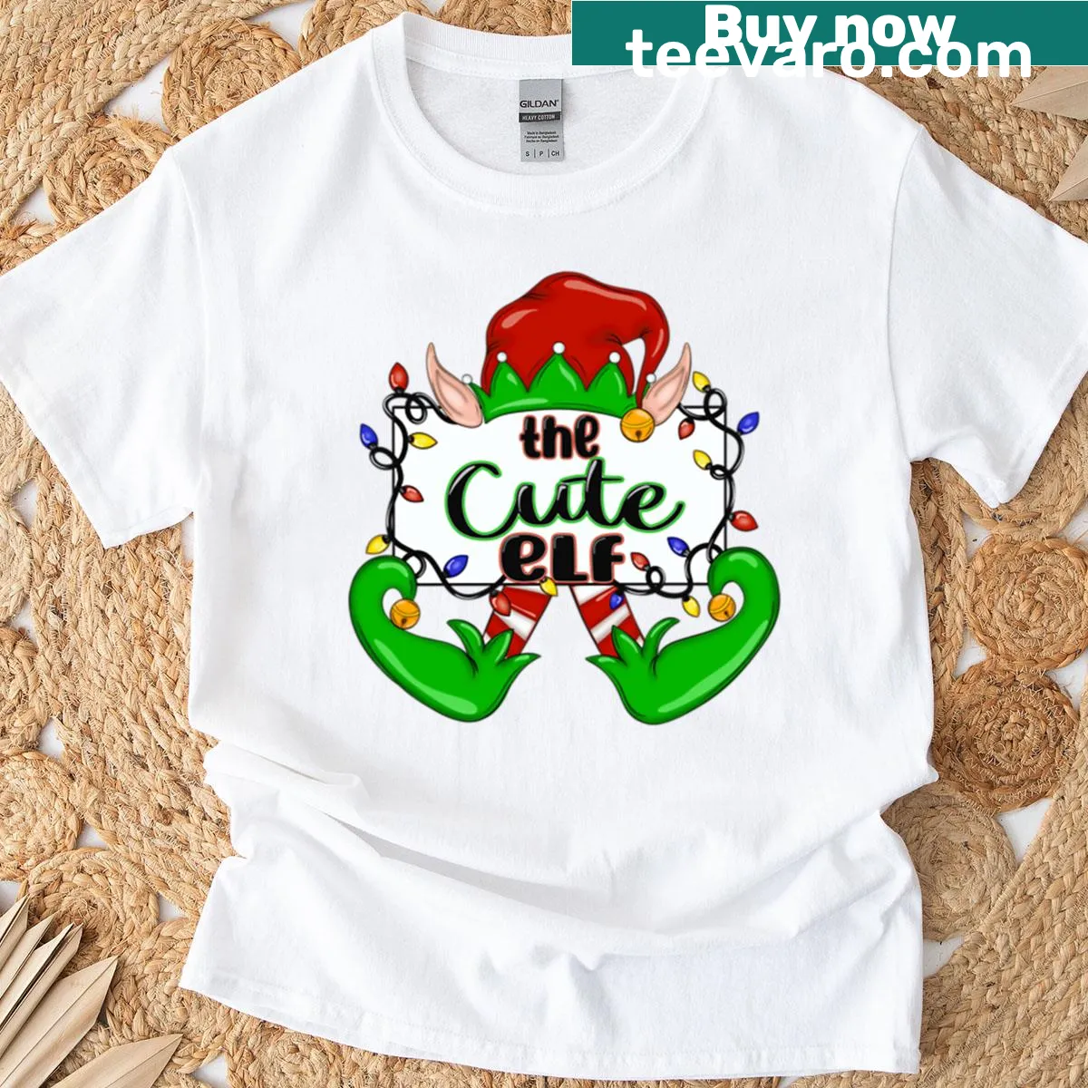 Charming cute elf graphic on a fantasy-themed T-shirt — on a men's t-shirt