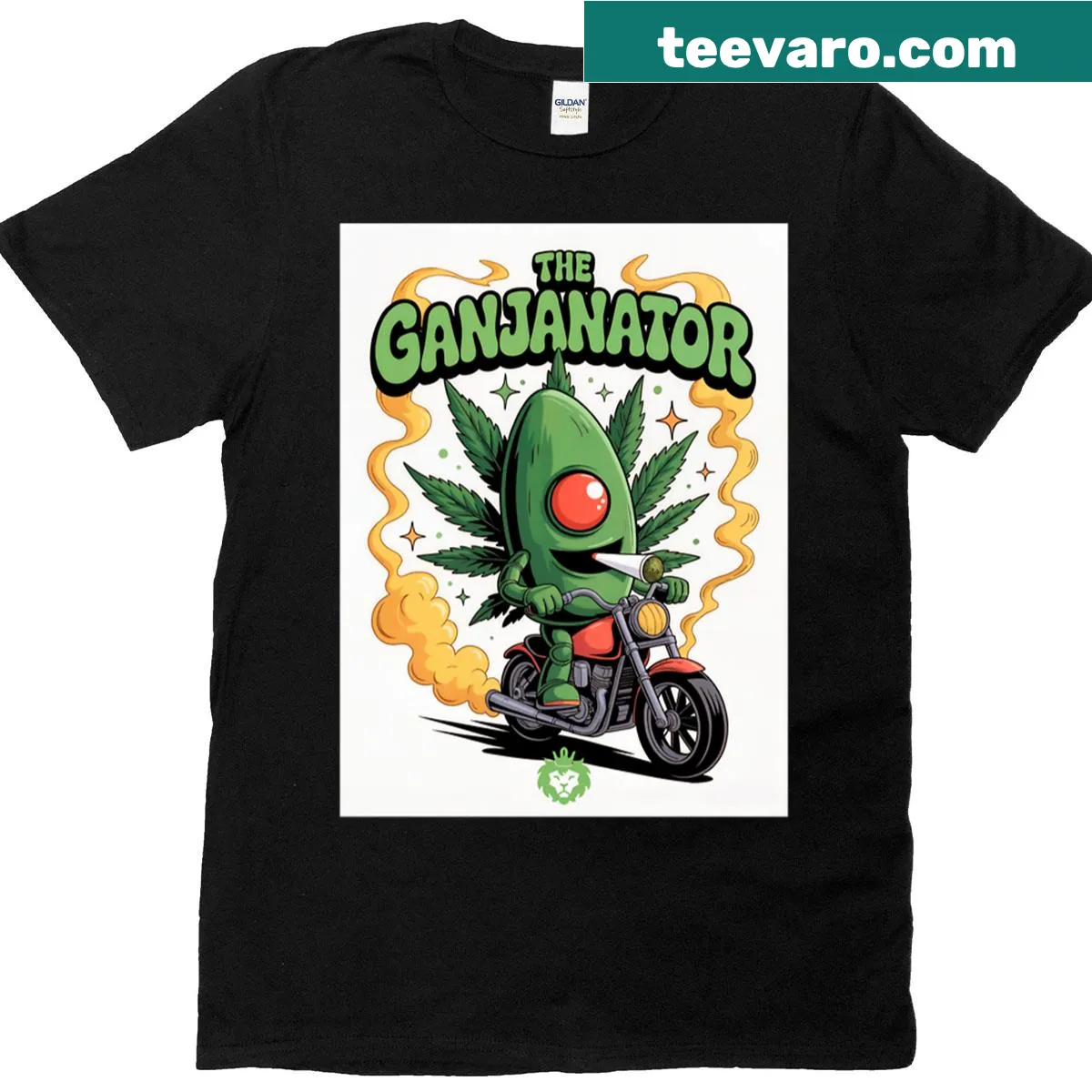 Funny typography t-shirt with cannabis and movie theme — on a men's t-shirt