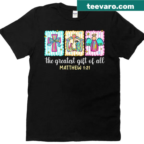 T-shirt featuring a heartwarming nativity scene for Christmas