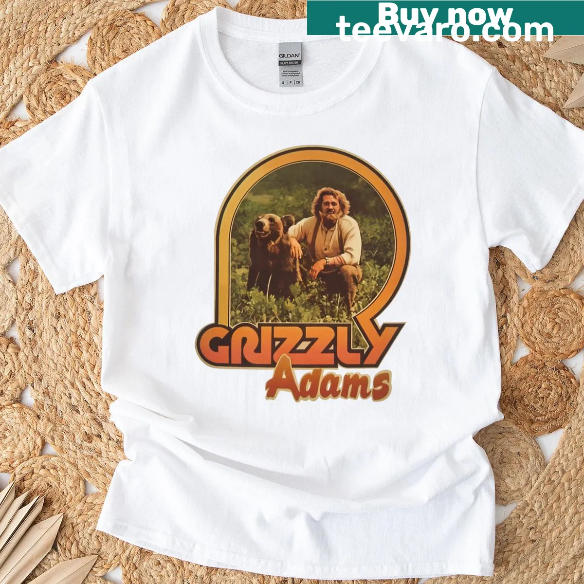 Vintage-inspired t-shirt featuring Grizzly Adams design — on a men's t-shirt