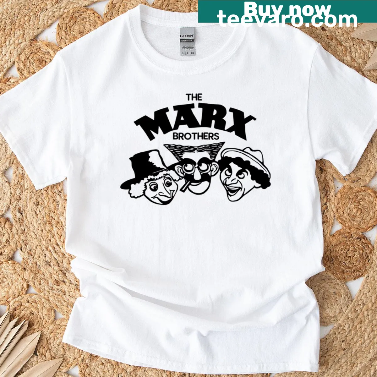 T-shirt featuring iconic quotes and imagery of the Marx Brothers. — on a men's t-shirt