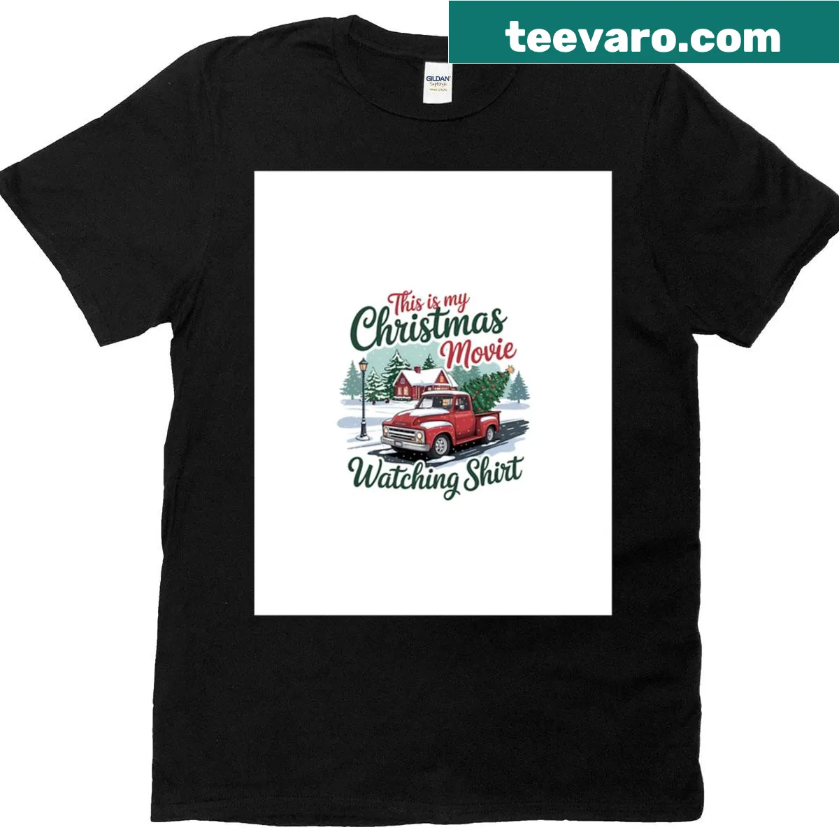 Christmas T-shirt celebrating movie watching — on a men's t-shirt