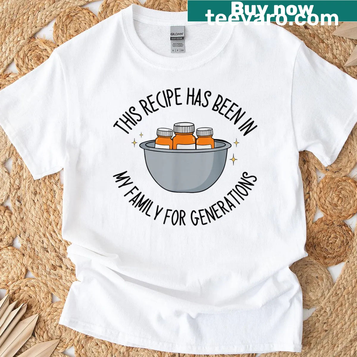 Sentimental t-shirt featuring text about family recipes — on a men's t-shirt