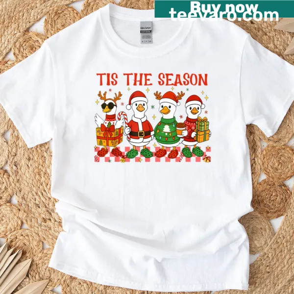 Cute Christmas t-shirt with 'Tis The Season' and a Santa hat illustration