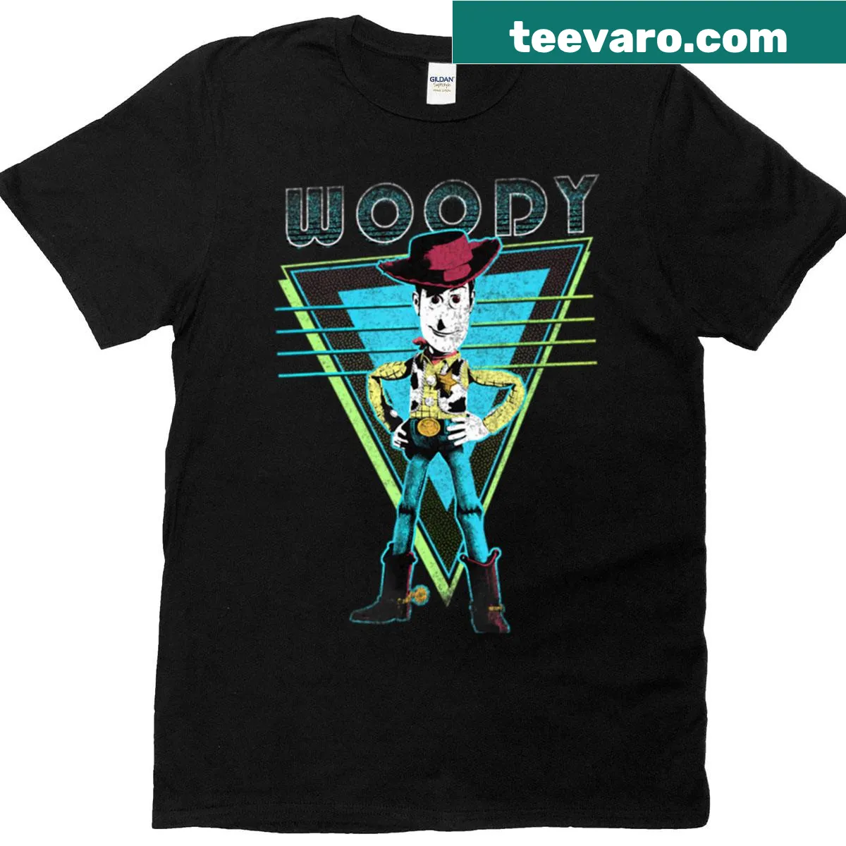 Cartoon Toy T-shirt featuring Woody and Buzz characters — on a men's t-shirt