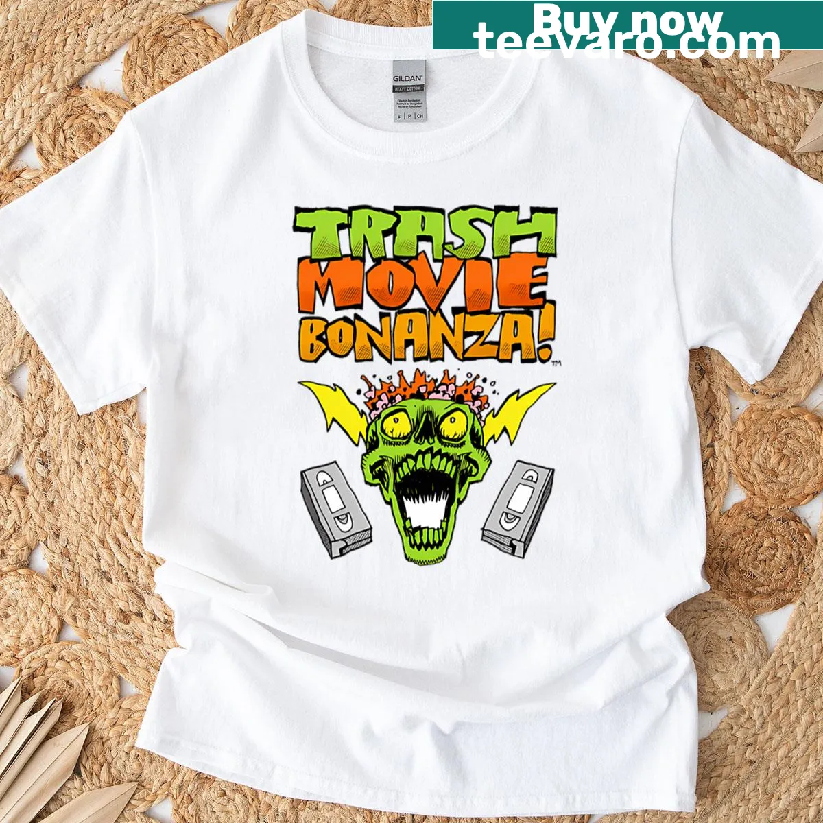 Vintage-style t-shirt celebrating cult classic horror films — on a men's t-shirt