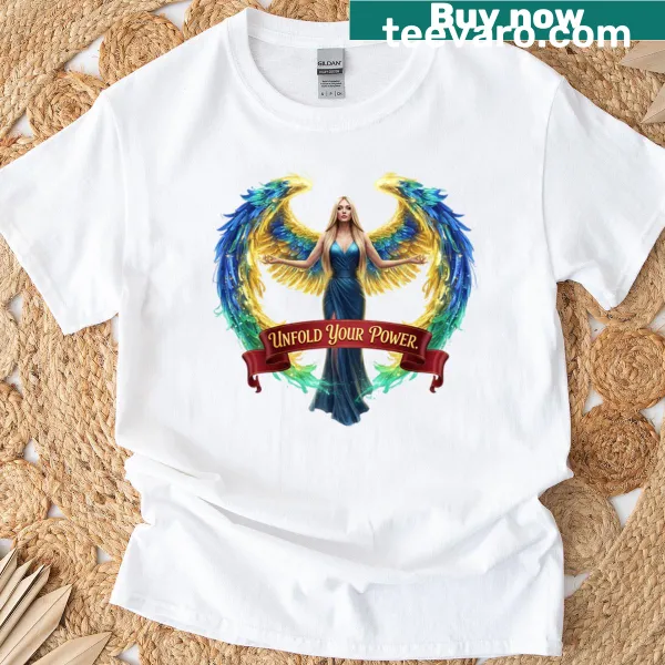 Empowerment T-shirt featuring angel wings and inspiring art