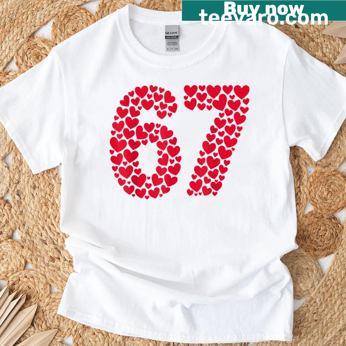 Funny Valentine’s Day t-shirt with heart graphics and meme text — on a men's t-shirt