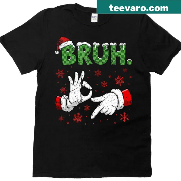 Funny Christmas t-shirt with 'Bruh Six Seven 67' text