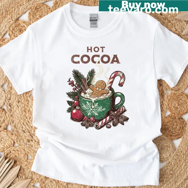 Vintage Christmas design with hot cocoa and gingerbread illustrations