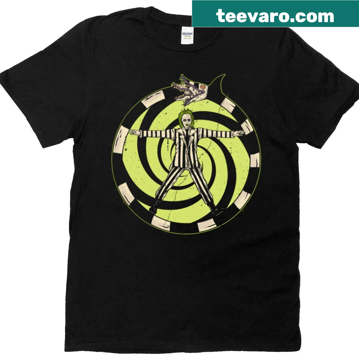 Vintage-style t-shirt with bio-exorcist graphic — on a men's t-shirt