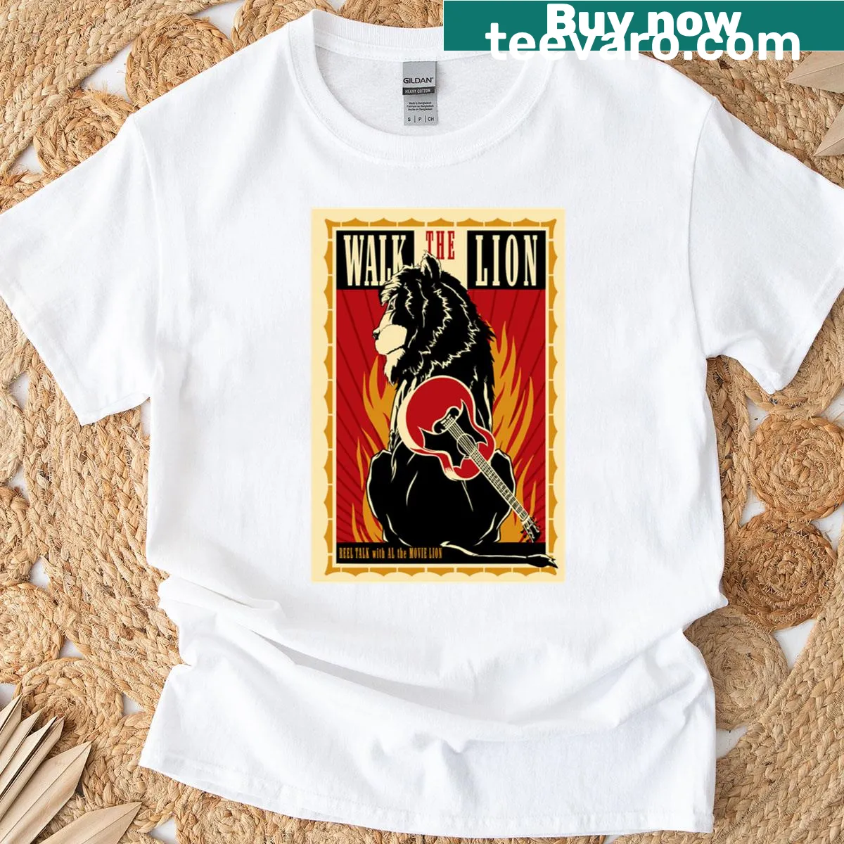 Illustration of a lion on a bold T-shirt — on a men's t-shirt
