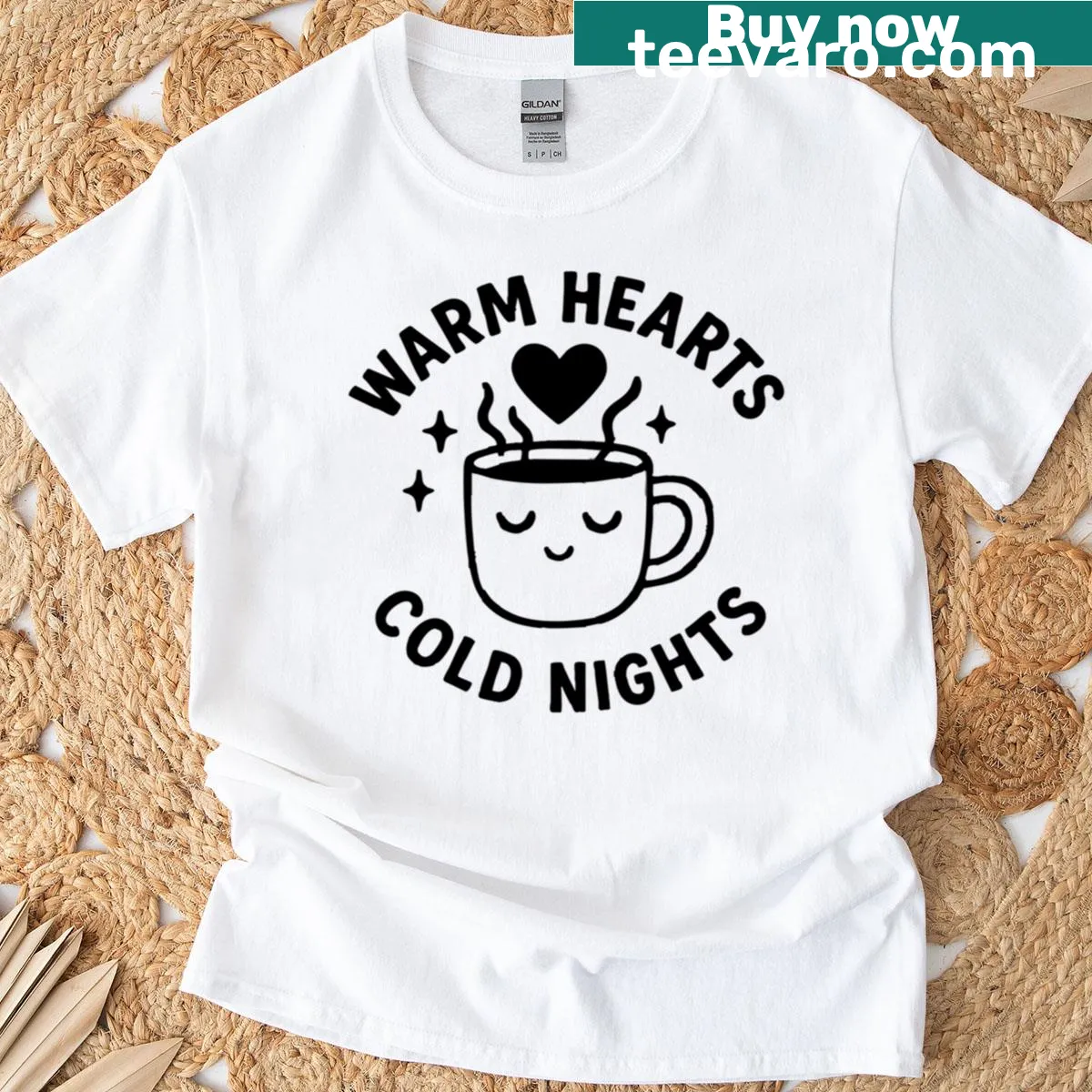Vintage-style T-shirt with the phrase Warm Hearts Cold Nights — on a men's t-shirt