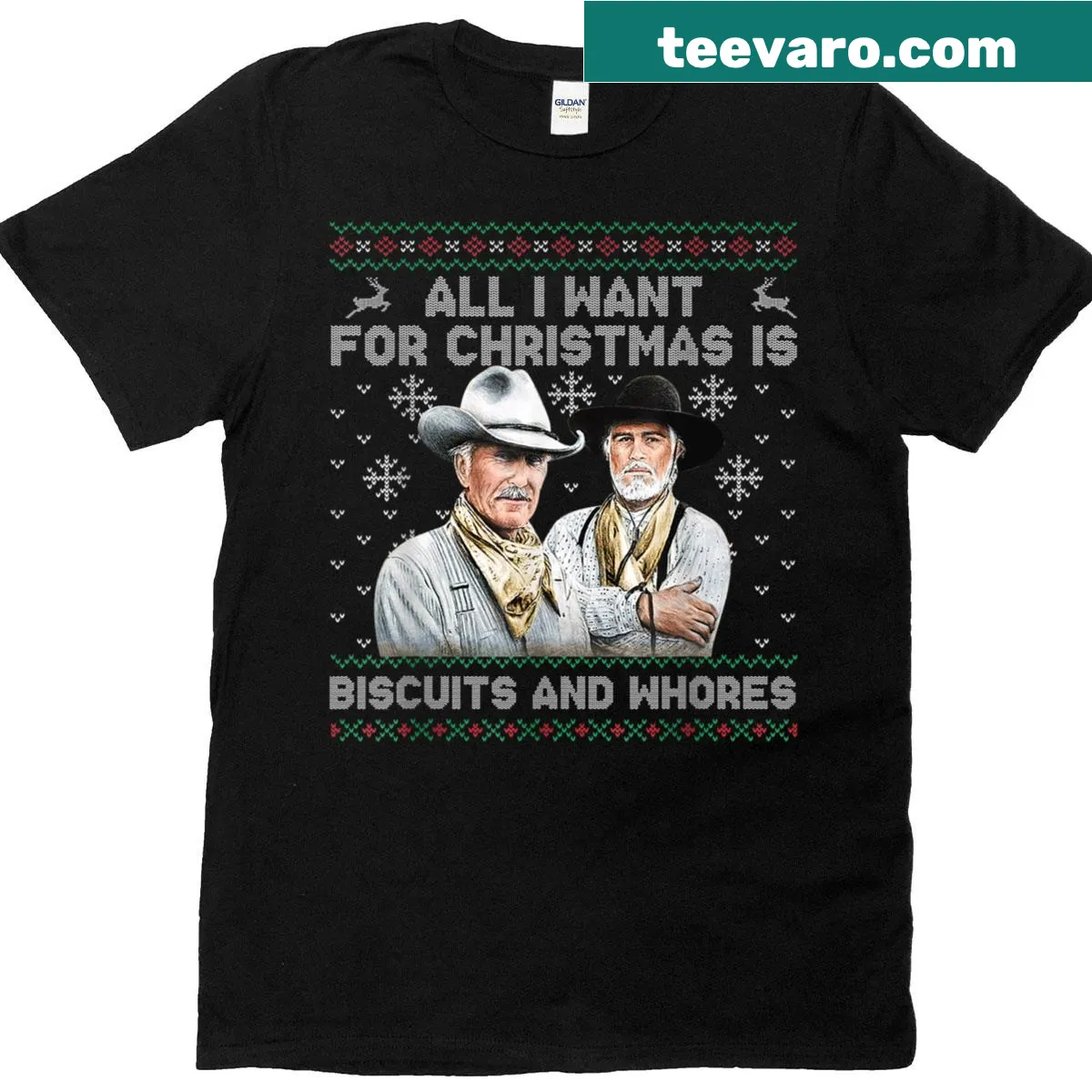 Humorous Western-themed Christmas quote T-shirt — on a men's t-shirt