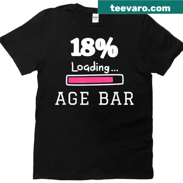 Funny t-shirt with an age loading bar design for turning 18