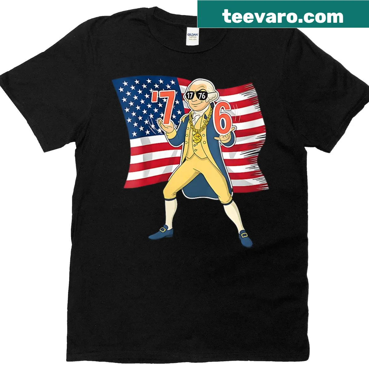 Funny meme t-shirt with text about 76 greater than 67 and USA flag. — on a men's t-shirt