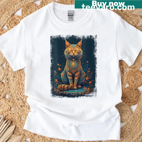Illustrated T-shirt featuring a relaxed cat and 'Chill Out Bro' text