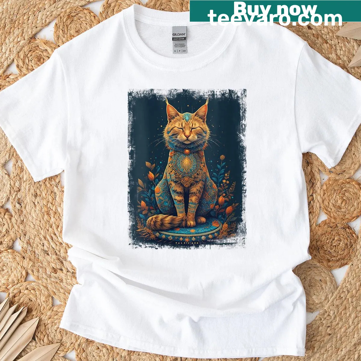 Illustrated T-shirt featuring a relaxed cat and 'Chill Out Bro' text — on a men's t-shirt
