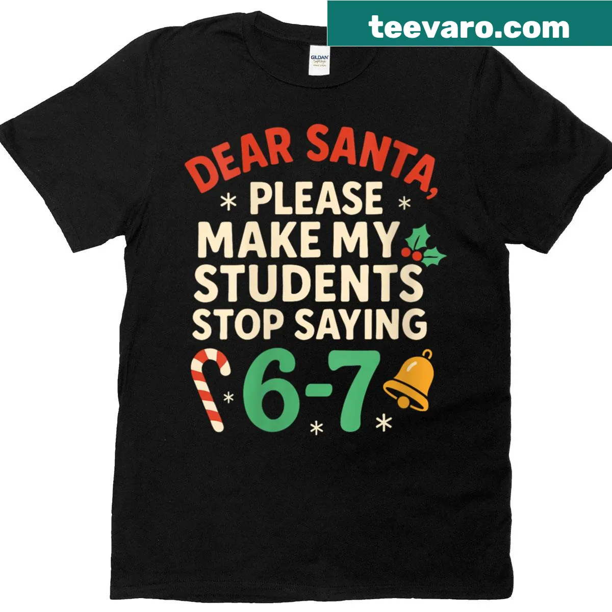Cute Christmas shirt for teachers featuring a message to Santa — on a men's t-shirt